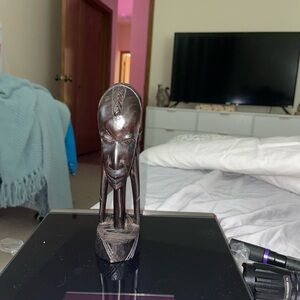 Vintage Tanzanian Hand Carved Ebony Wood Massai Tribal Figure Sculpture